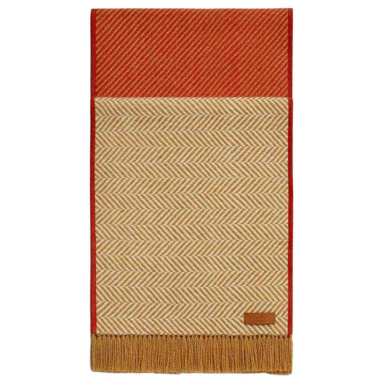 HERMES Cashmere Knit Scarves Women's Vermilion