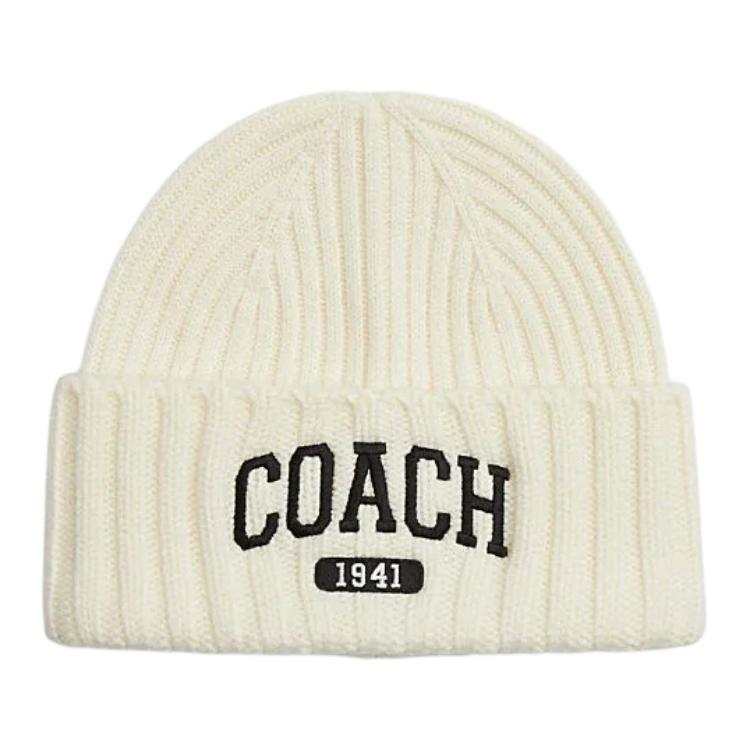 COACH COACH Sheep Wool Beanies Women's White
