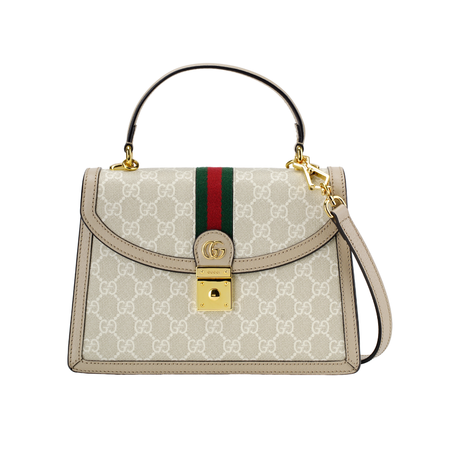 GUCCI Ophidia Canvas With Leather Shoulder Bag, Crossbody Bag, Handbag Small Women's Beige & White