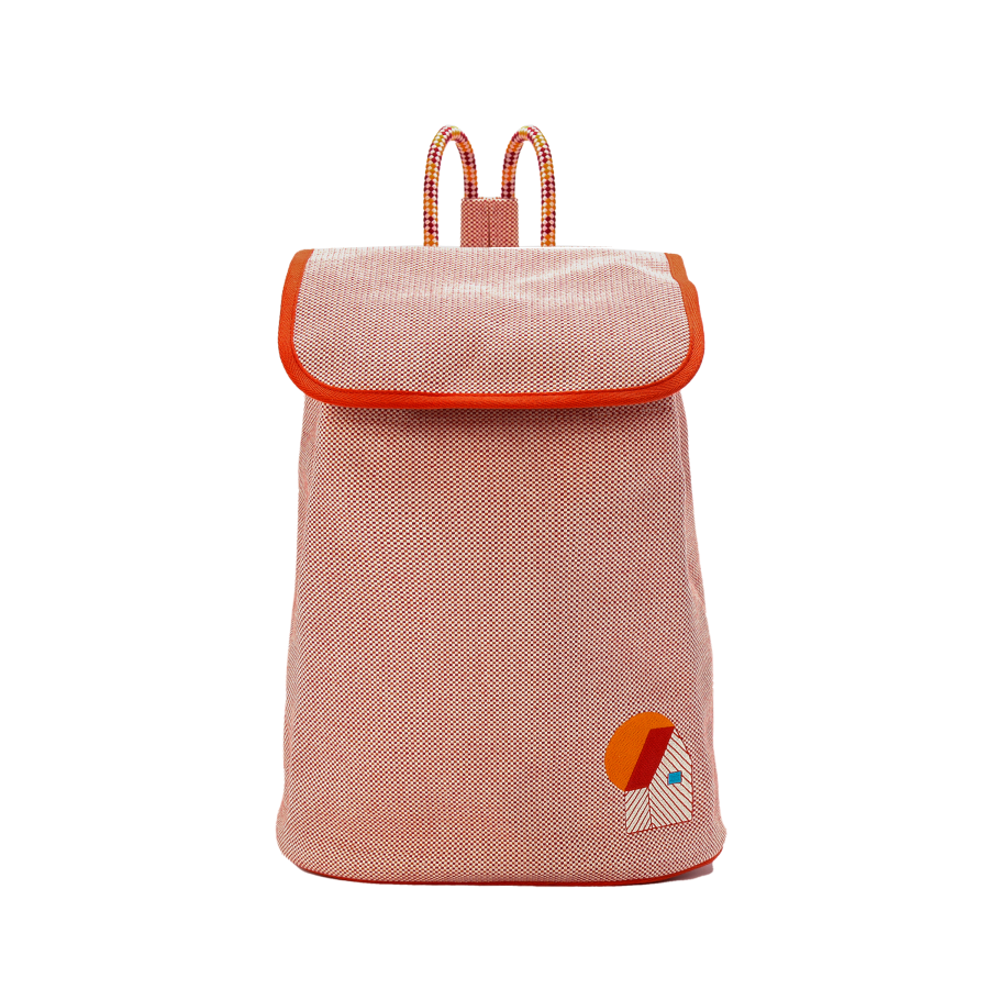 HERMES HERMES Canvas Backpack Women's Orange & Berry Red