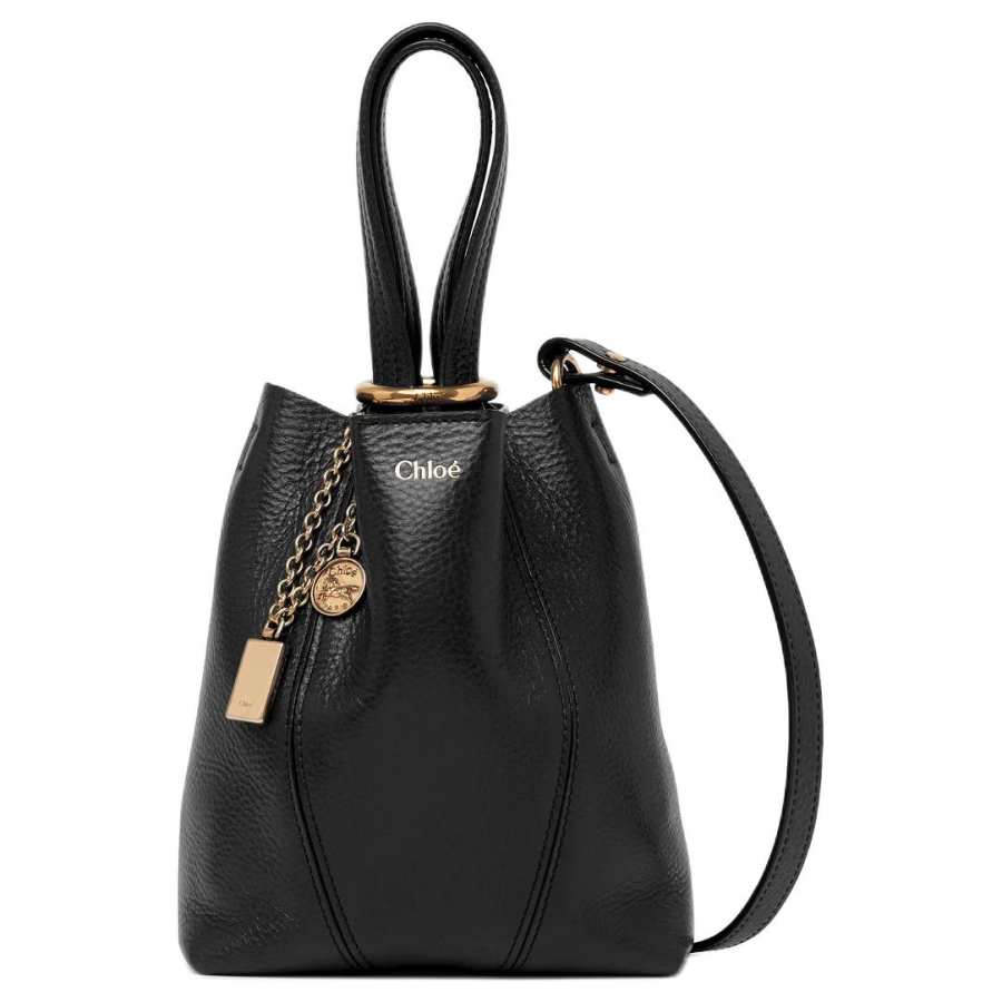 Chloé Chloé Spin Tote Bag Grained Leather Women's Black