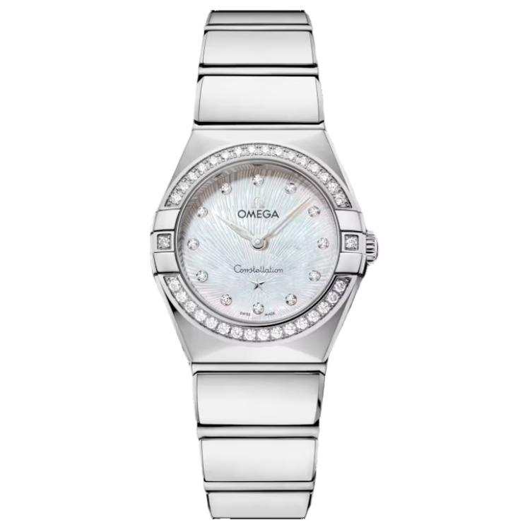 OMEGA 25 Quartz Movement 30m Waterproof Women's Watch 25mm White Dial Stainless Steel Case
