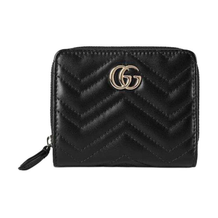 GUCCI GG Marmont Leather Wallet Mini Women's Black