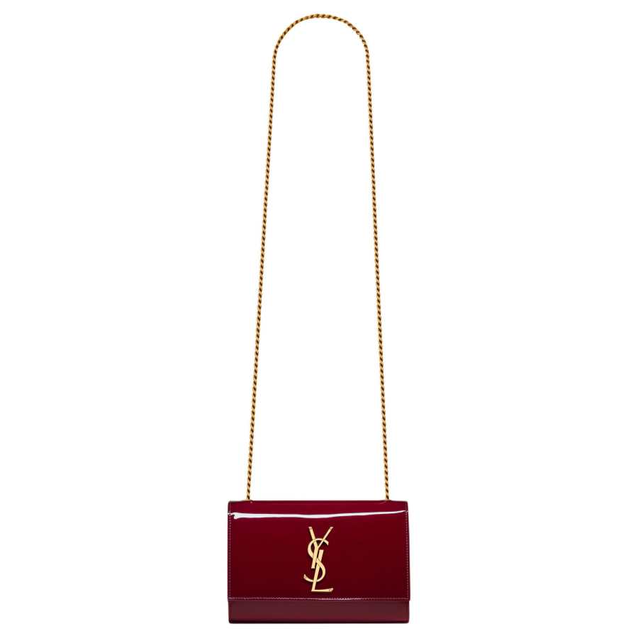 SAINT LAURENT Kate Calfskin Shoulder Bag, Crossbody Bag Small Women's Red