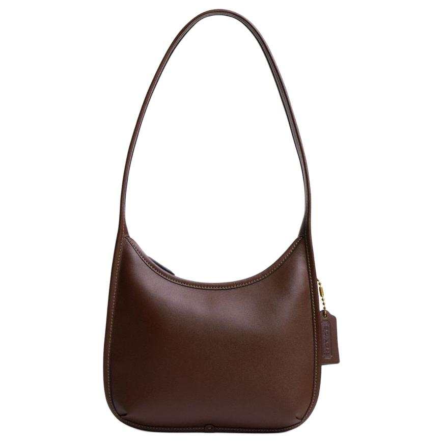 COACH Glove Tanned Leather Shoulder Bag, Handbag, Shoulder Bag Medium Women's Brass Mixed Walnut Brown