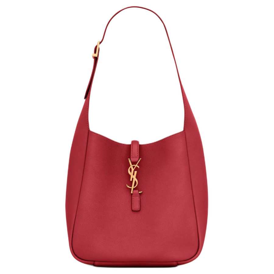 SAINT LAURENT Le 5 A 7 Calfskin Handbag, Shoulder Bag Small Women's Red