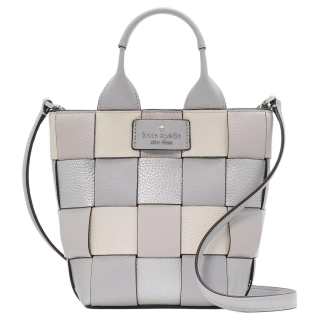 Kate Spade Litchi Grain Leather Tote Bag, Shopping Bag, Shoulder Bag, Handbag Mini Women's Platinum Gray