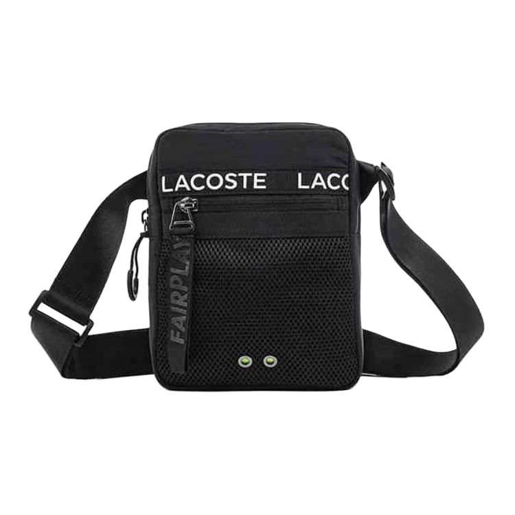 LACOSTE Polyamide Shoulder Bag, Crossbody Bag Medium Unisex Black