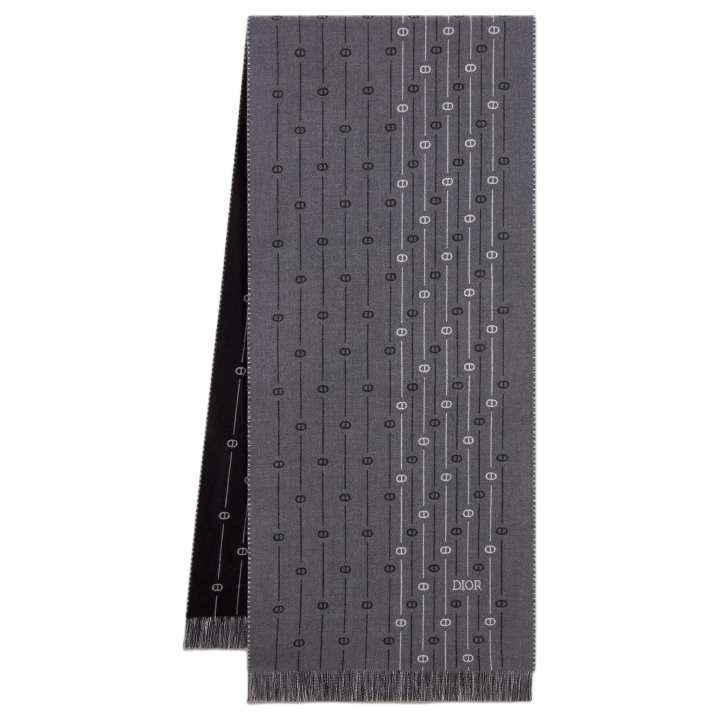DIOR DIOR Sheep Wool Knit Scarves Men's Coal Gray