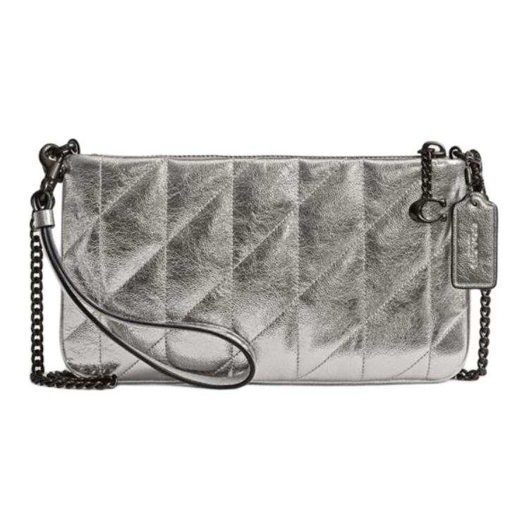 COACH COACH Pouch Leather Clutch Regular Women's White Anodized Anthracite