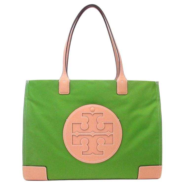 TORY BURCH Ella Fabric Tote Bag, Shopping Bag, Handbag Medium Women's Grass Green