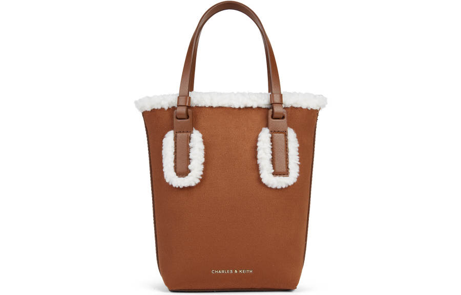 CHARLES&KEITH Charles & Keith PU, Textile Mixture Handbag Small Women's Brown