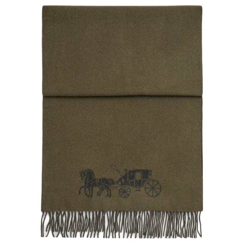 COACH COACH Wool Knit Scarves Unisex Olive Green