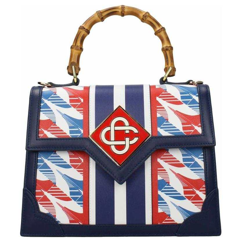 CASABLANCA Leather Shoulder Bag, Crossbody Bag, Handbag Small Women's Blue & Red