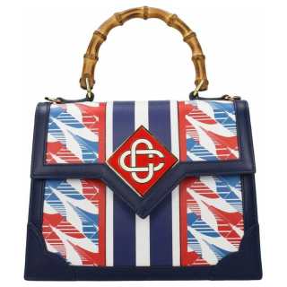 CASABLANCA Leather Shoulder Bag, Crossbody Bag, Handbag Small Women's Blue & Red