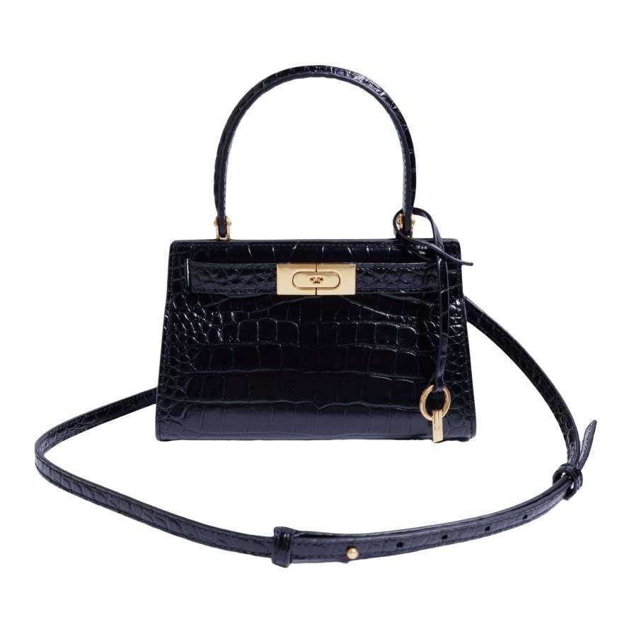 TORY BURCH Lee Radziwill Leather Handbag, Shoulder Bag, Crossbody Bag Small Women's Black