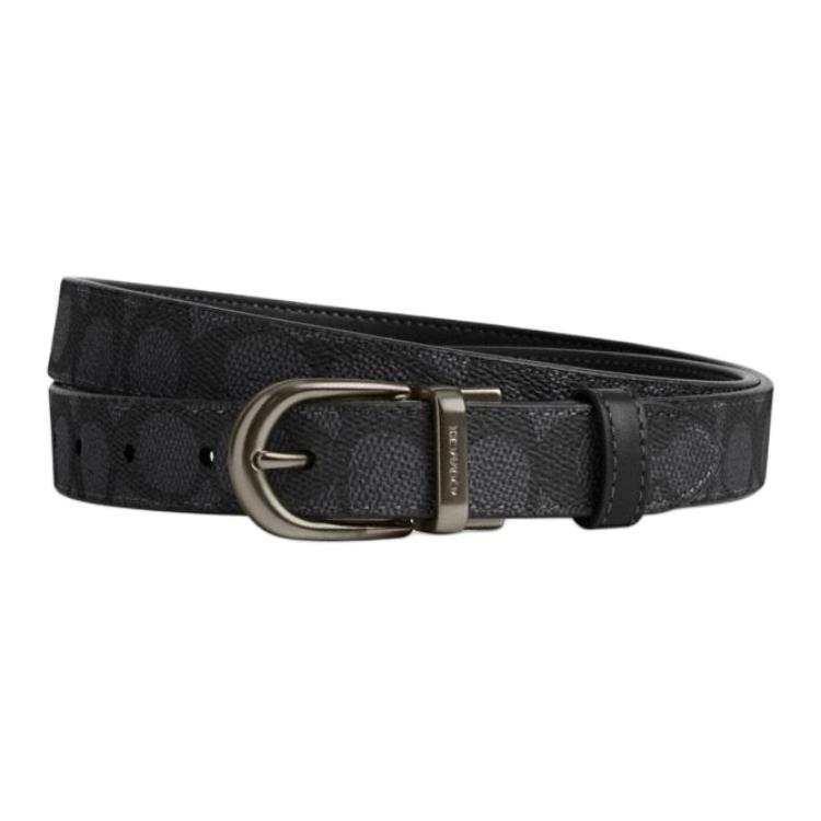 COACH COACH Coated Canvas Leather Belts Women's Black Width 2.5cm