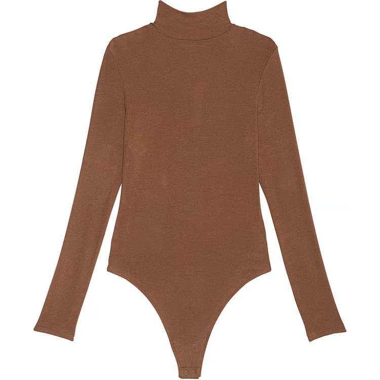 Victoria's Secret Ribbed Modal Mock Neck Long Sleeve Bodysuit/MOUSSE Jumpsuit Women's Mousse