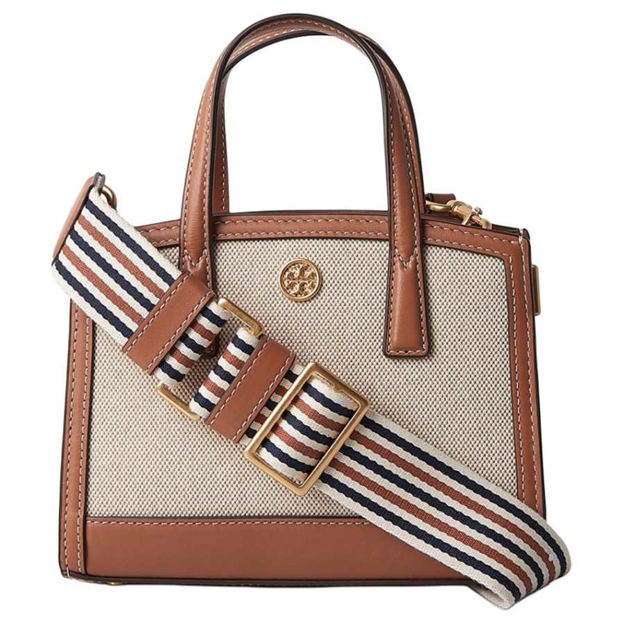 TORY BURCH Walker Print Leather Shoulder Bag, Crossbody Bag, Handbag Mini Women's Beige Orange