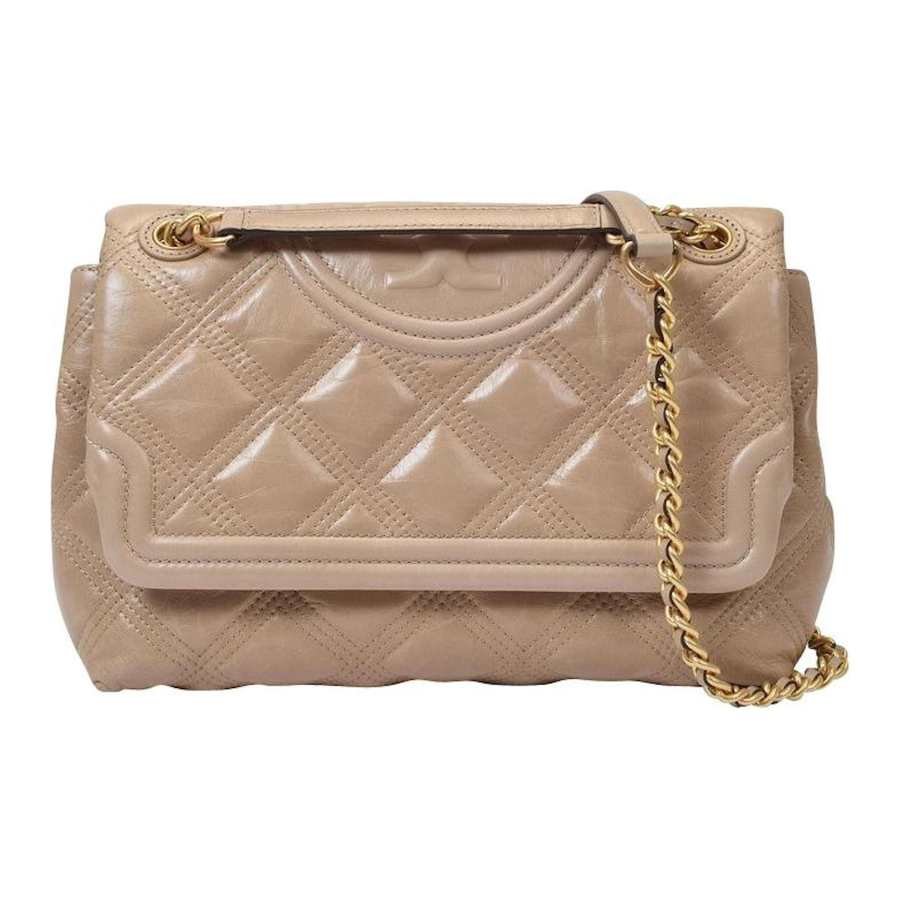 TORY BURCH Fleming Soft Leather Shoulder Bag, Crossbody Bag Large Women's Apricot