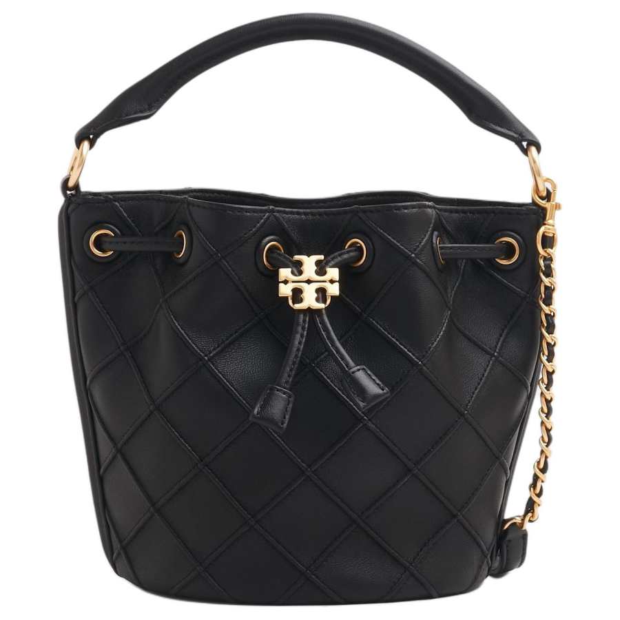 TORY BURCH Fleming Leather Bucket Bag, Handbag, Crossbody Bag Small Women's Black