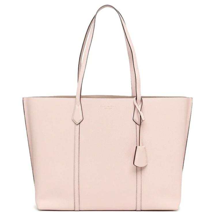 TORY BURCH Perry Litchi Grain Leather Tote Bag, Shopping Bag, One Shoulder Handbag Large Women's Pink