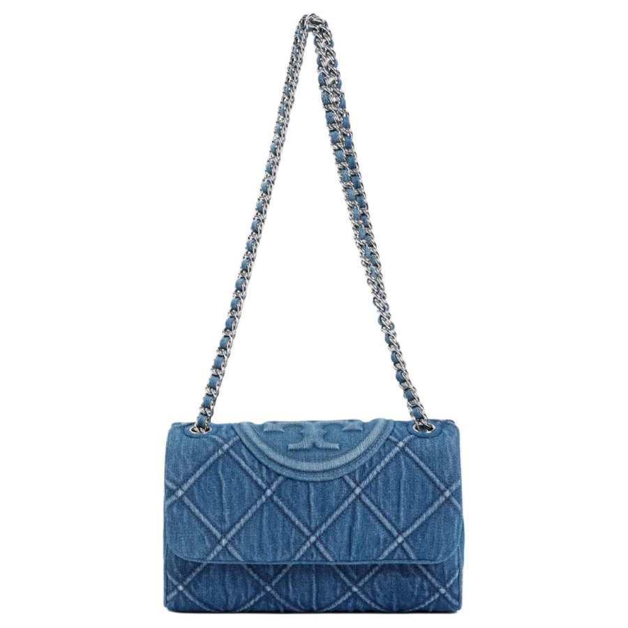 TORY BURCH Fleming Fabric Crossbody Bag, Shoulder Bag Small Women's Denim Blue