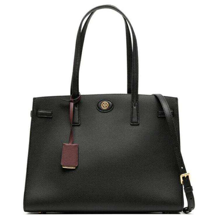 TORY BURCH Robinson Leather Tote Bag, Shopping Bag, Handbag, Shoulder Bag Women's Black