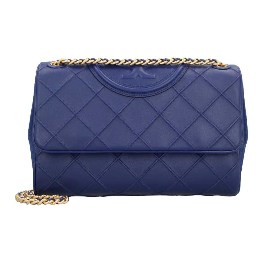 TORY BURCH Fleming Nappa Leather With Suede Trim Crossbody Bag, Shoulder Bag Women's Marine Blue