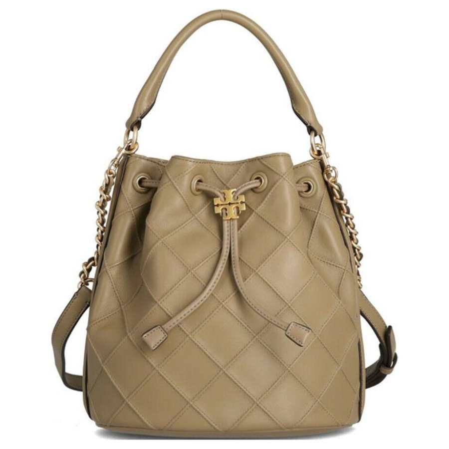 TORY BURCH Fleming Leather Bucket Bag, Shoulder Bag, Crossbody Bag, Handbag Large Women's Brown