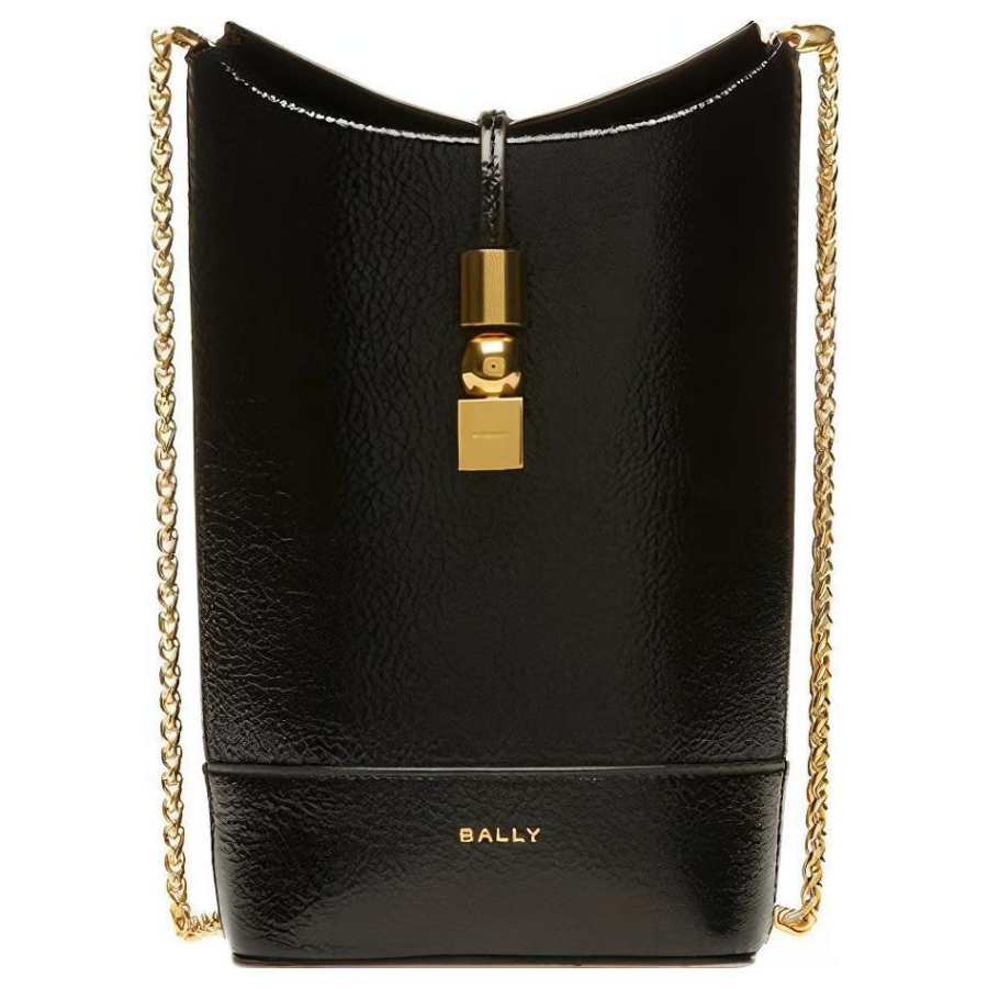 BALLY Cow Leather Bucket Bag, Shoulder Bag, Crossbody Bag Mini Women's Black