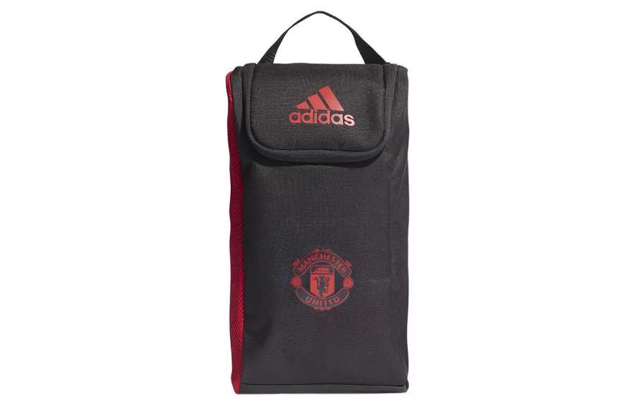 Adidas Adidas Manchester United Recycled Polyester Plain Weave Fabric Handbag Shoe Bag Unisex Black & Red