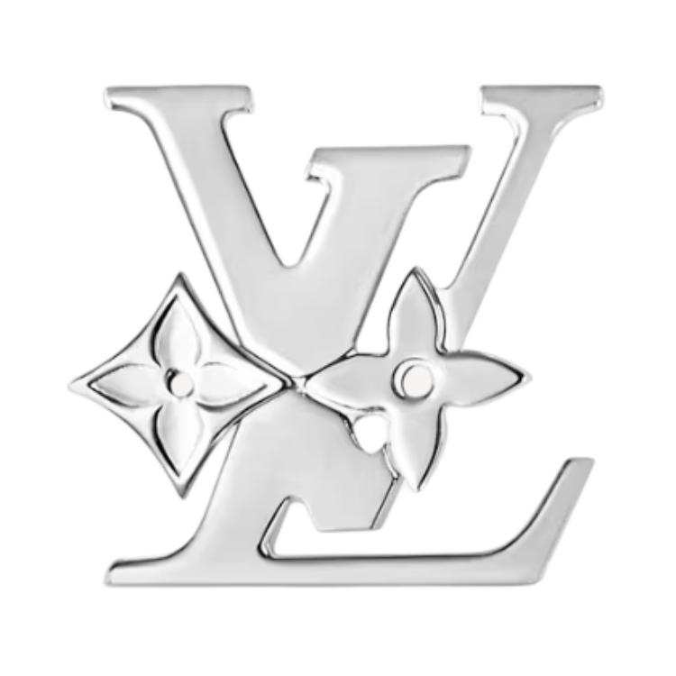 LOUIS VUITTON LOUIS VUITTON Monogram Row Brass Brooches Men's Silver