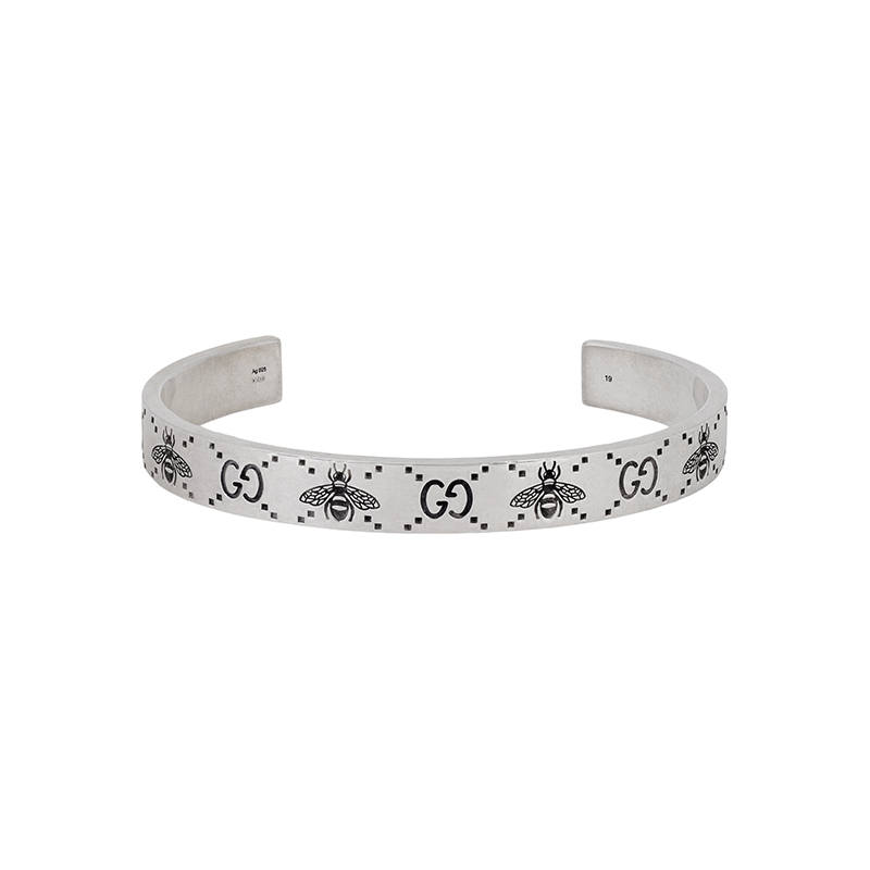 GUCCI GUCCI GG 925 Sterling Silver Bangles Unisex Silver/Black
