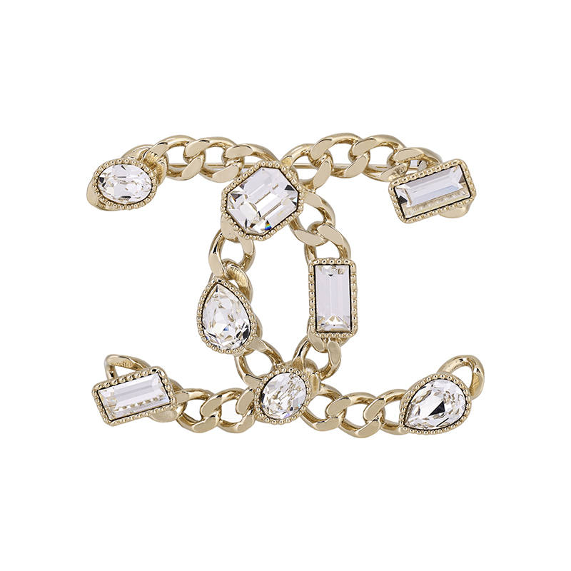 CHANEL Rhinestone Brooches Women's Gold