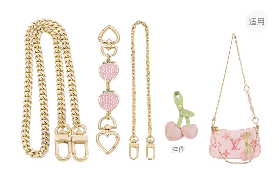 Lan Bao Fan Metal Bag Straps Women's Gold tone