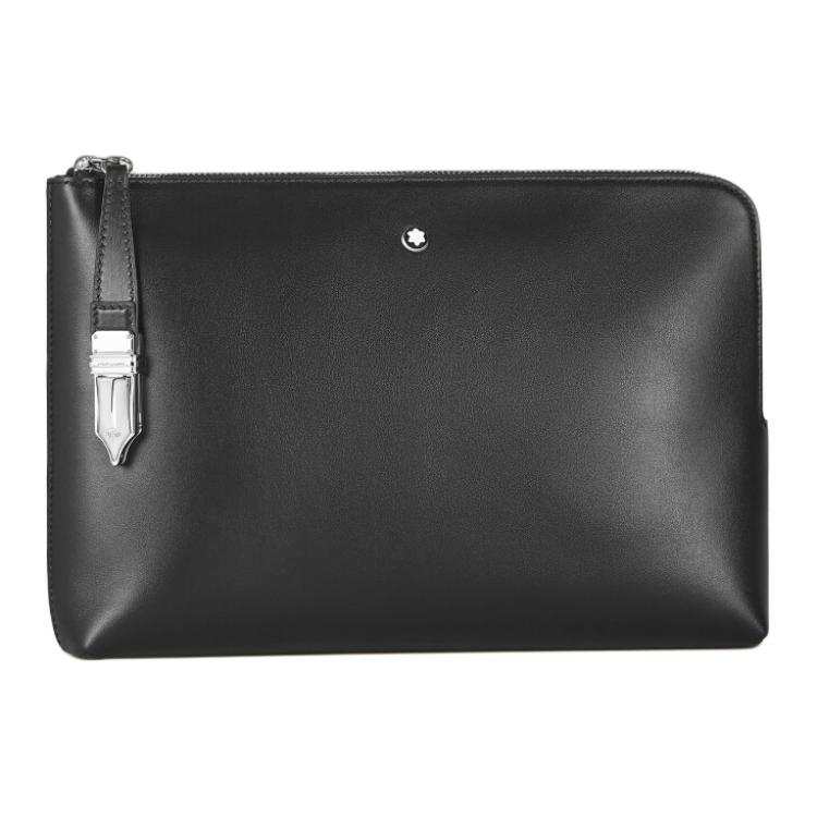MONTBLANC Soft Leather Collection Full Grain Cow Leather Clutch Men's Black