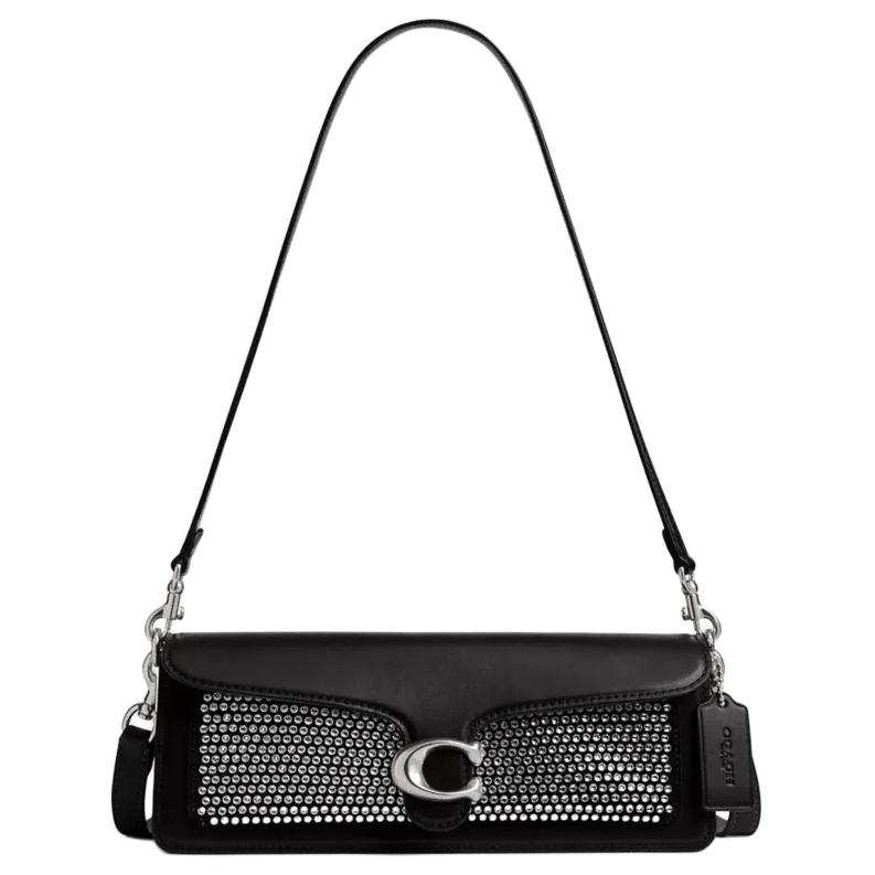 COACH Tabby Suede Shoulder Bag, Crossbody Bag, Handbag Large Women's Silver & Black