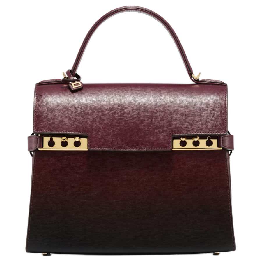 Delvaux Delvau Tempête Opera Calf Grain Calfskin Shoulder Bag, Crossbody Bag, Handbag Medium Women's Dark Red