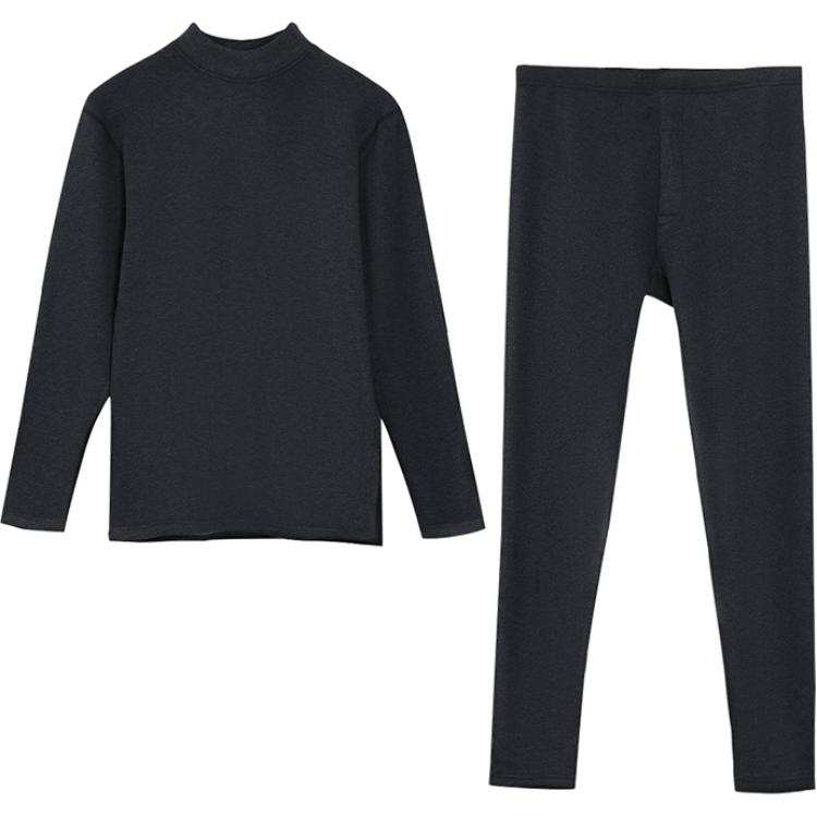 Hodo Cashmere Silk Plush Thermal Underwear Sets Thermal Set Men's Tranquil Black