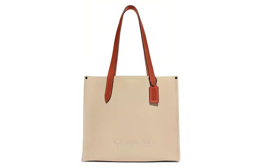 COACH Relay Cow Split Leather Tote Bag, Shopping Bag, Shoulder Bag, Handbag Large Men's Cream White