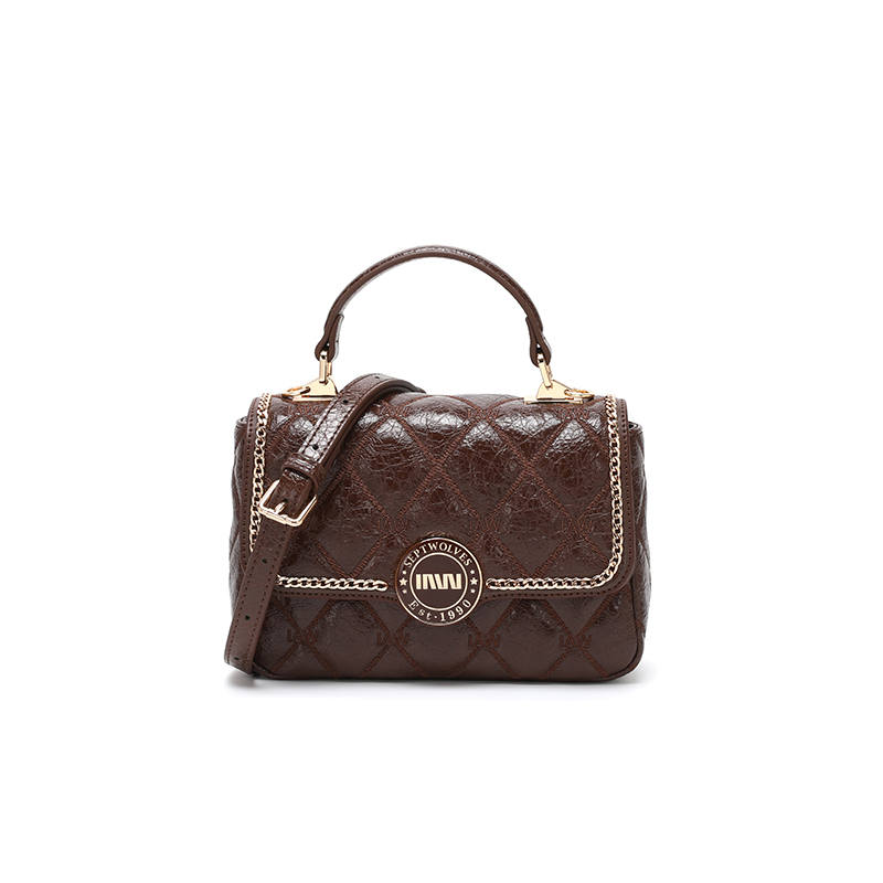 SEPTWOLVES Pu Handbag, Crossbody Bag Women's Brown
