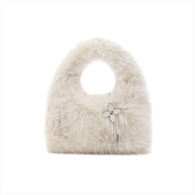 SMFK Faux Fur Fabric Handbag Regular Women's Milk White