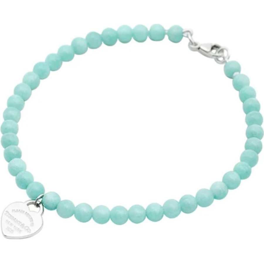 TIFFANY & CO. 925 Sterling Silver Amazonite Bracelets Unisex Blue, Silver