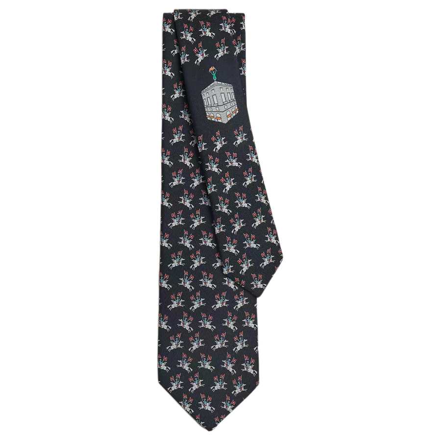 HERMES HERMES Mulberry Silk Ties Men's Marine Blue