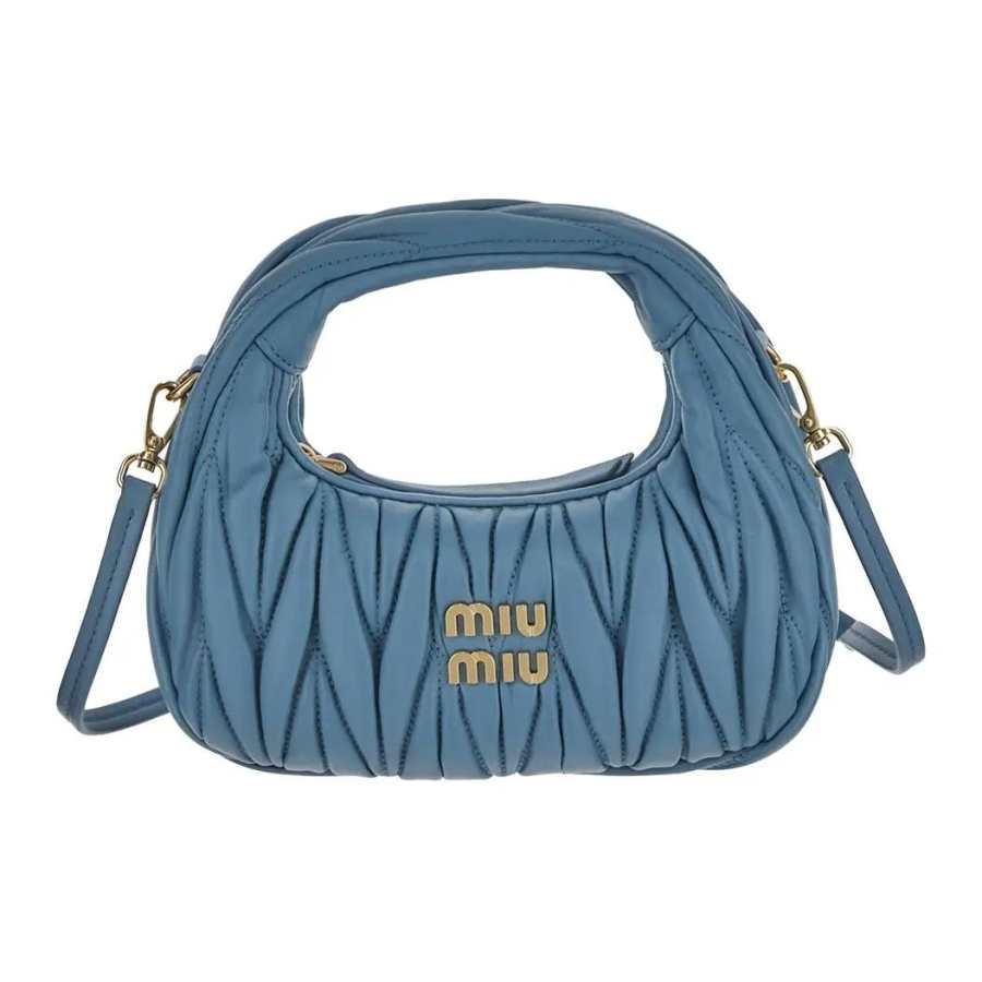 MIU MIU Wander Soft Sheep Leather Handbag Mini Women's Blue