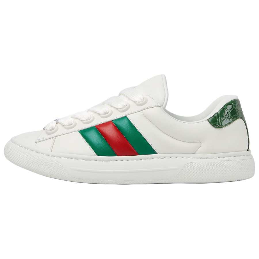 GUCCI ACE Leather Low top Skateboard Shoes Men's White