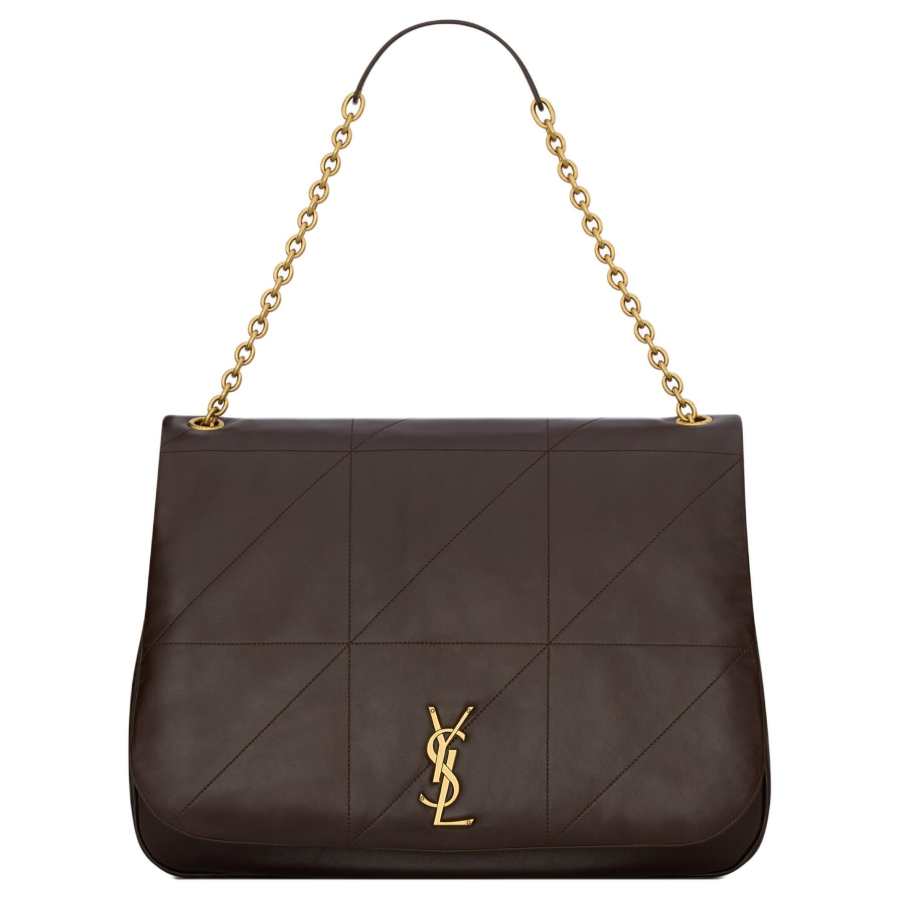 SAINT LAURENT Lambskin Shoulder Bag, Crossbody Bag, Handbag Women's Dark Umber