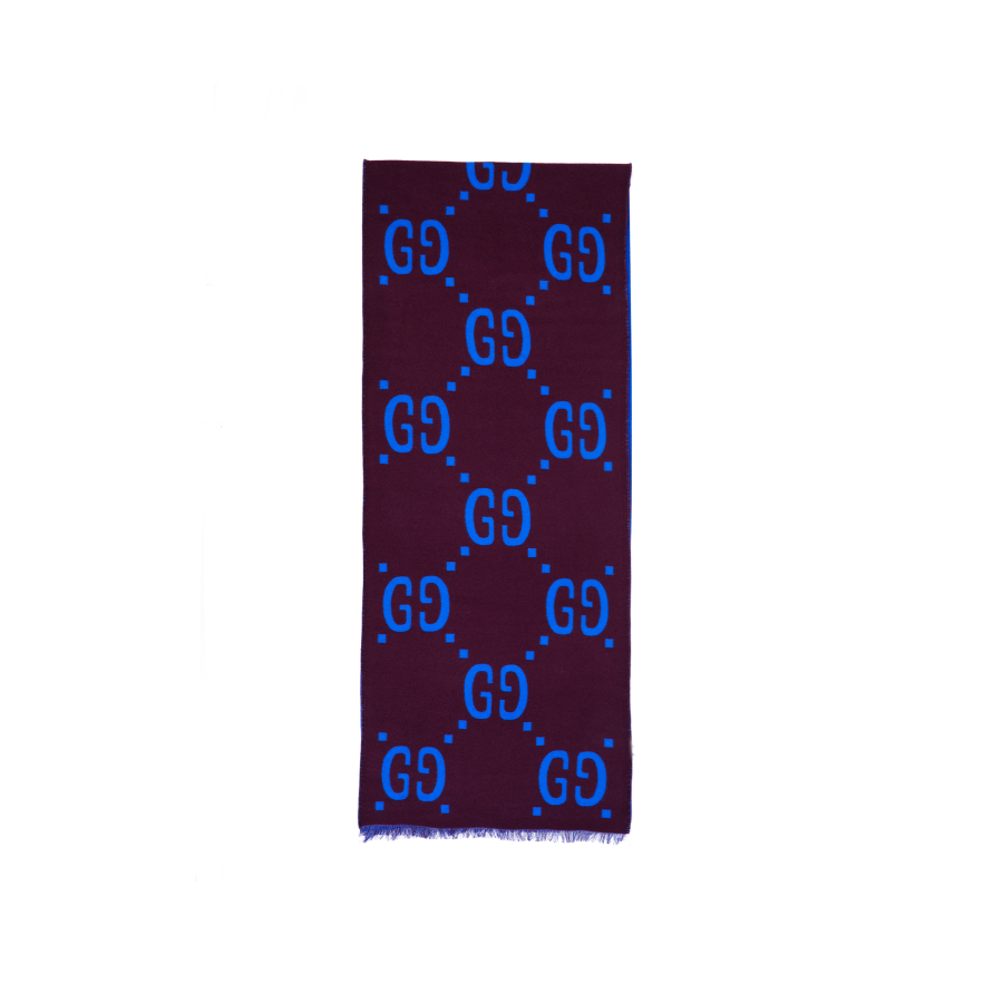 GUCCI Wool Knit Scarves Unisex Blue/Purple