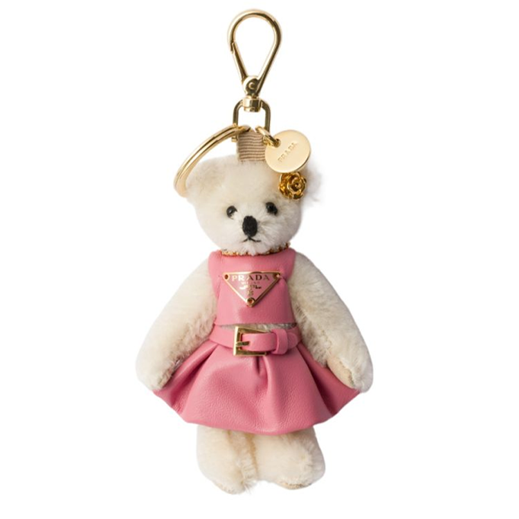 PRADA PRADA Triangle-Logo Teddy Keyring